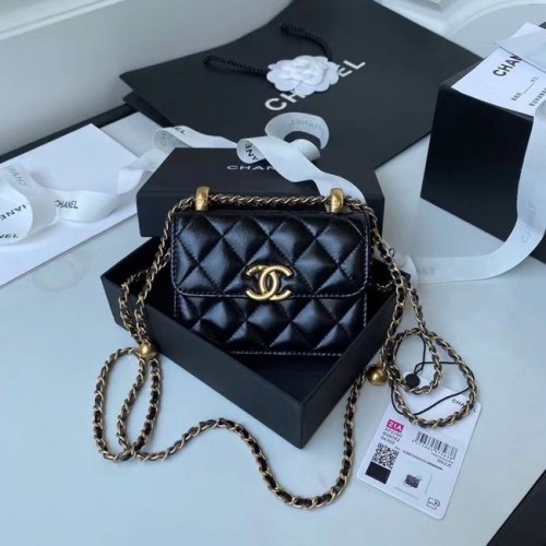 Mini peněženka CHANEL na řetízku AP2290 černá