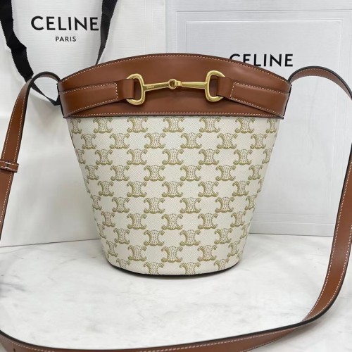 Kabelka Celine Bucket z lesklé telecí kůže CR92072 bílá