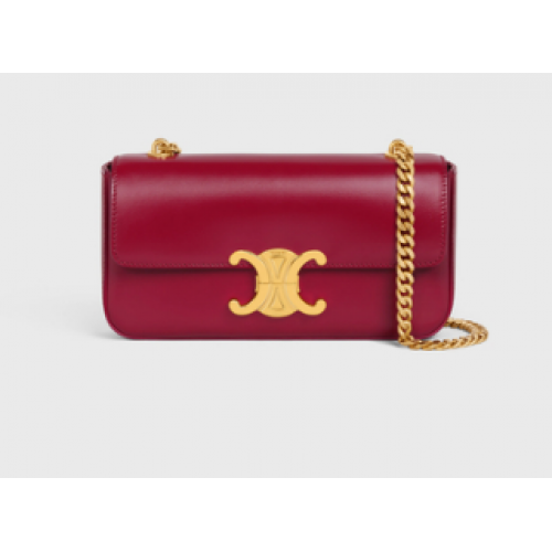 Celine ŘETĚZKOVÁ TAŠKA PŘES RAMENO TRIOMPHE Z LESKLÉ TELECÍ KŮŽE 197993 CARMIN