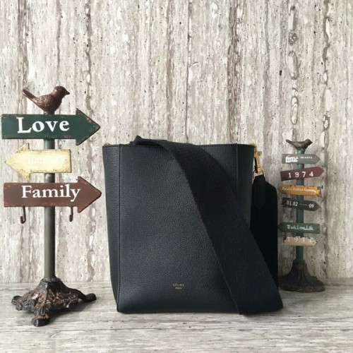 Celine Cabas Phantom Bags Lichee Pattern Leather 77426 Černá