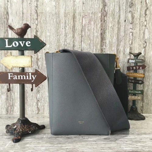 Celine Cabas Phantom Bags Lichee Pattern Leather 77426 Šedá