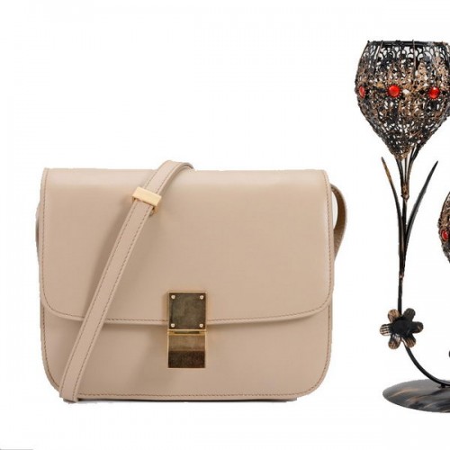 Celine Klasická malá klopová kabelka z hladké kůže 11042 meruňková