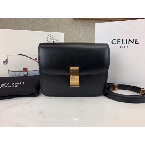 Celine Klasická taška přes rameno Teen Flap Bag Originální telecí kůže 3379 Černá