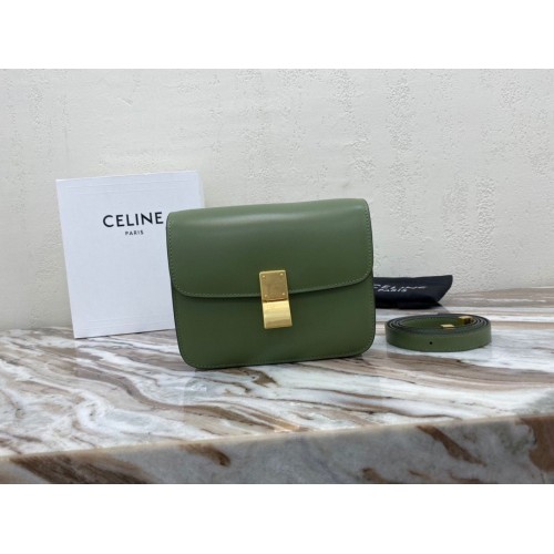 Celine Classic Box Teen Flap Bag Originální Telecí Kůže 3379 Zelená
