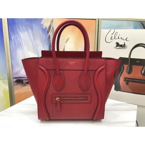 Celine Luggage Micro Tote Bag Original Leather CLY33081M Červená