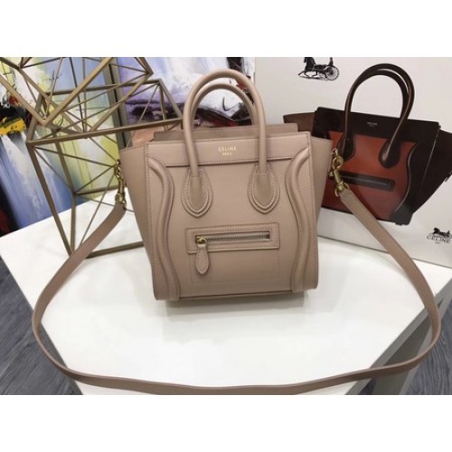 Celine Luggage Nano Tote Bag Original Leather CC3560 Meruňková