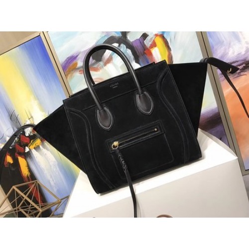 Celine Luggage Phantom Tote Bag Semišová kožená taška CT3372 černá