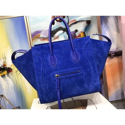 Celine Luggage Phantom Tote Bag Semišová Kožená Taška CT3372 Modrá