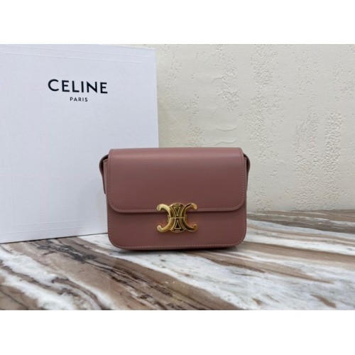 Celine MINI KLASICKÁ KAŠEKA V KRABICI Z TELECÍ KŮŽE CL01503 růžová