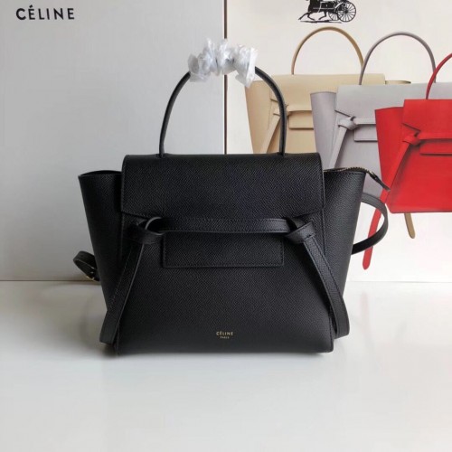 Celine NANO BELT BAG Z TELECÍ KŮŽE S VLNOU ŘÍZOU 99970 Černá