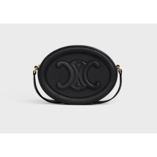 Celine OVAL BAG CUIR TRIOMPHE Z HLADKÉ TELECÍ KŮŽE 198603 ČERNÁ