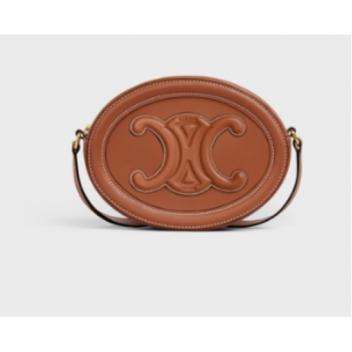 Celine OVAL BAG CUIR TRIOMPHE Z HLADKÉ TELECÍ KŮŽE 198603 HNĚDÁ