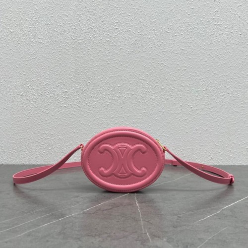 Celine OVAL BAG CUIR TRIOMPHE Z HLADKÉ TELECÍ KŮŽE 198603 růžová