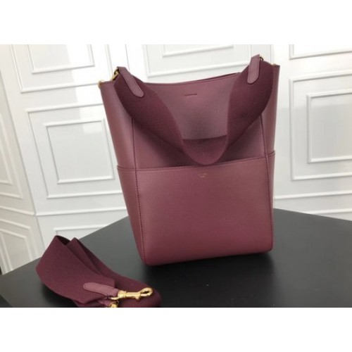 Celine SEAU SANGLE Cabas Bags Originální telecí kůže 3369 Wine