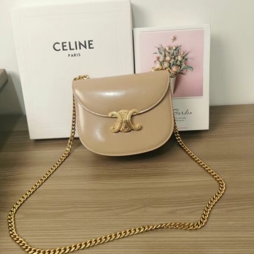 Celine TEEN CHAIN BESACE TRIOMPHE Z LESKLÉ TELECÍ KŮŽE 110973 Světle meruňkové