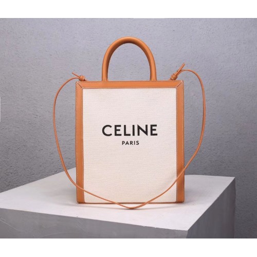 Celine TEEN TRIOMPHE BAG Z PLÁTNA A TELECÍ KŮŽE TRIOMPHE CL91041 bílá