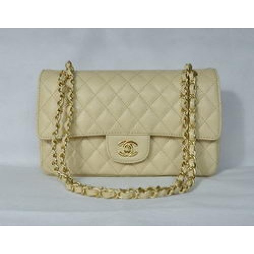 Prošívaná kabelka Chanel 2.55 Quilted Flap Bag 1112 béžová se zlatými detaily