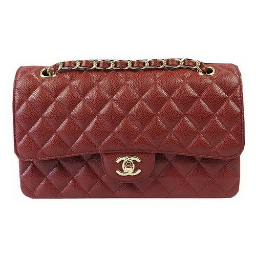 Kabelky Chanel 2.55 Series vínové s koženým vzorem Cannage CFA1112 zlaté