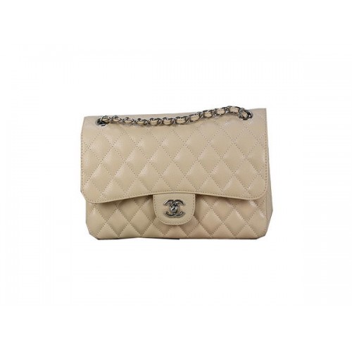 Chanel 2.55 Series Classic Flap Bag 1112 Apricot Original Cannage Pattern Leather Silver