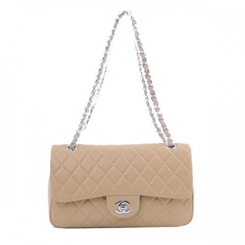 Chanel 2.55 Series Classic Flap Bag 1112 Meruňková Ovčí Stříbrná