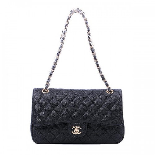 Chanel 2.55 Series Classic Flap Bag 1112 Černá s cannage vzorem Zlatá