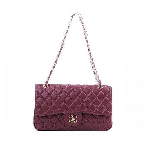 Chanel 2.55 Series Classic Flap Bag 1112 vínová ovčí zlatá
