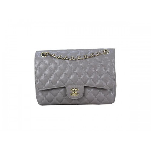 Chanel 2.55 Series Classic Flap Bag 1112 šedá originální Cannage Pattern kožená zlatá