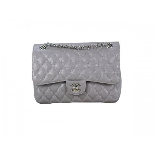 Chanel 2.55 Series Classic Flap Bag 1112 šedá originální Cannage Pattern kůže stříbrná