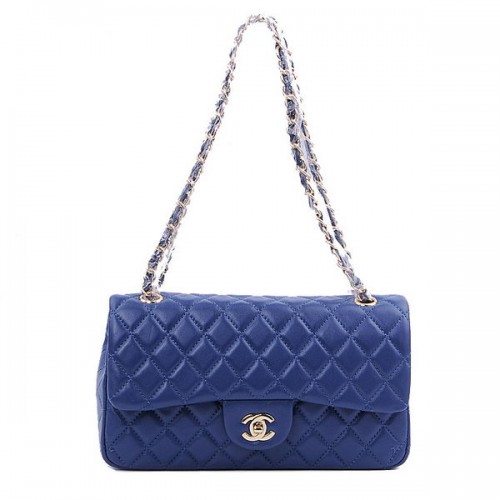 Chanel 2.55 Series Classic Flap Bag 1112 Royal Blue Ovčí Kůže Zlatá
