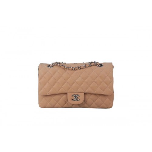 Kabelka Chanel 2.55 Series Classic Flap Bag A01112 béžová originální nubuk Cannage Pattern kůže stříbrná