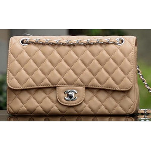 Kabelka Chanel 2.55 Series Flap Bag Apricot Sheepskin Leather A1112 Silver