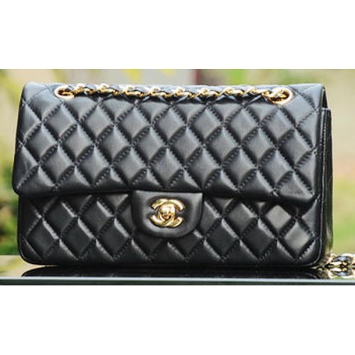 Kabelka Chanel řady 2.55 Flap, černá, z ovčí kůže, A37586, zlatá