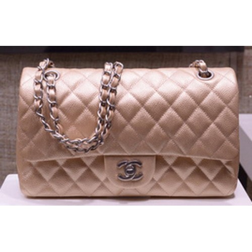 Kabelka Chanel 2.55 Series Flap Bag Gold Original Caviar Leather A1112 Silver