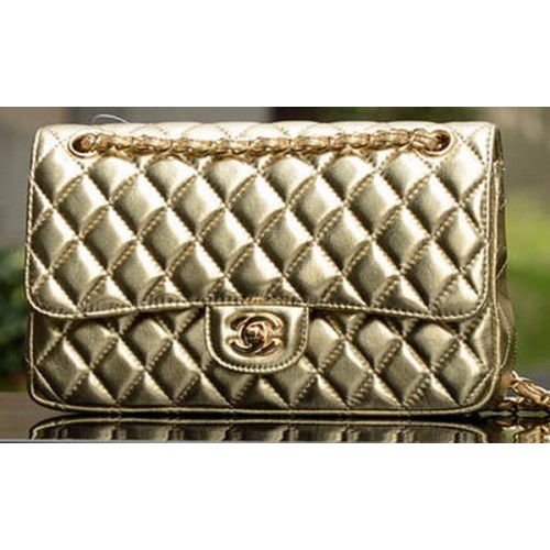 Kabelka Chanel 2.55 Series Flap Bag Gold Ovčí kůže A1112 Gold