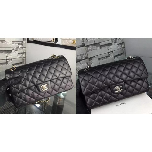Chanel 2.55 Series Flap Bag Jehněčí Kůže A5024 Černá