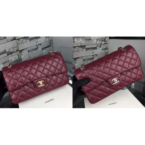 Chanel 2.55 Series Flap Bag Jehněčí kůže A5024 Burgundská