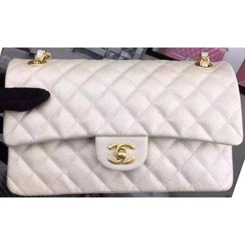 Kabelka Chanel 2.55 Series Flap Bag OffWhite Cavier Leather A05480 Gold
