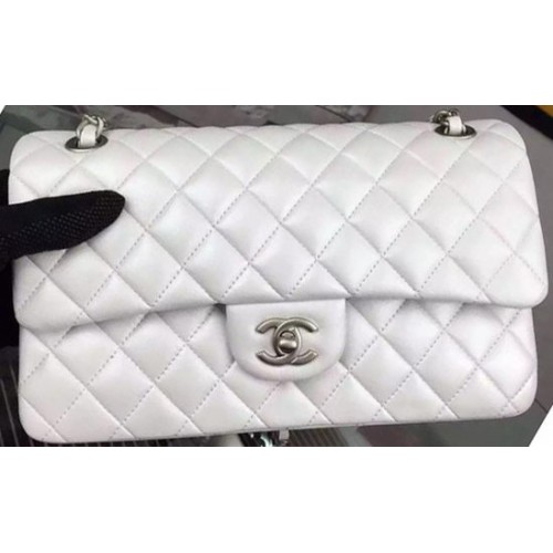 Kabelka Chanel 2.55 Series Flap Bag Off-White Sheepskin Leather A06375 Stříbrná
