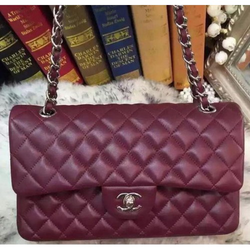 Kabelka Chanel 2.55 Series Flap Bag Original Sheepskin Leather A09765 Burgundská