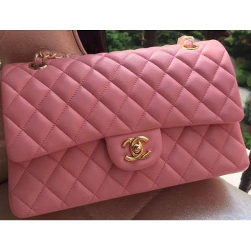 Kabelka Chanel 2.55 Series Flap, růžová, originální kůže, A01112, zlatá