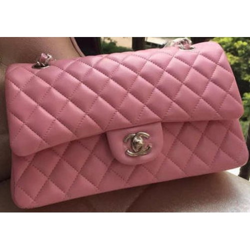 Kabelka Chanel 2.55 Series Flap, růžová, originální kůže, A01112, stříbrná