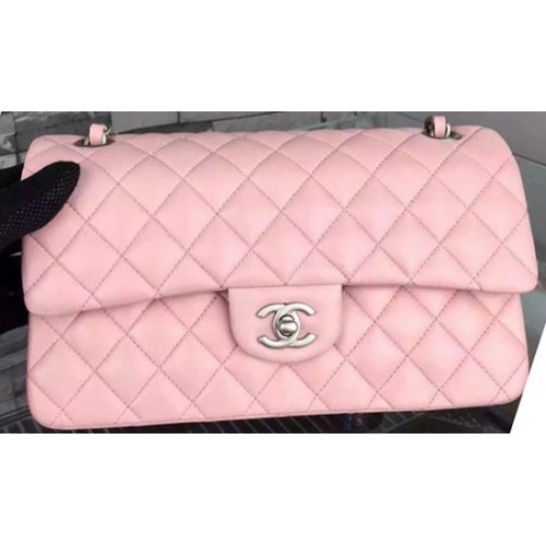 Kabelka Chanel 2.55 Series Flap, růžová, z ovčí kůže, A06375, stříbrná