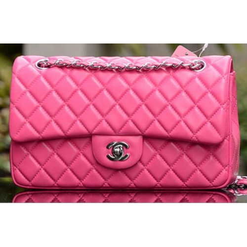 Kabelka Chanel 2.55 Series Flap Bag Rose Sheepskin Leather A37586 Silver