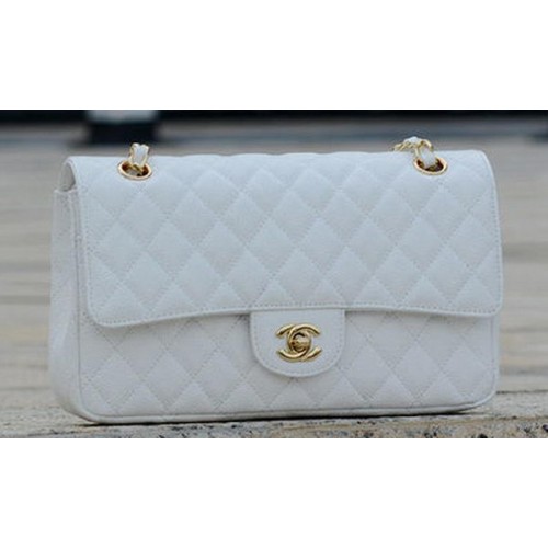 Kabelka Chanel 2.55 Series Flap Bag White Cannage Pattern A1112 Gold