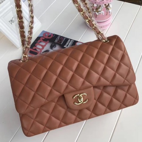 Kabelky Chanel 2.55 Series Flap, hnědé, originální, ovčí kůže, A1112, zlaté