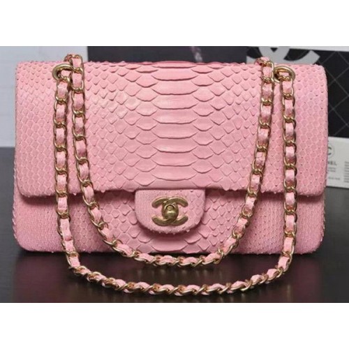 Kabelky Chanel řady 2.55 Flap Sakura Pink Original Python Leather A1112SA Gold