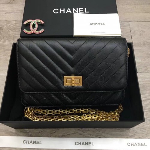 Peněženka Chanel 2.55 na řetízku A70328 černá