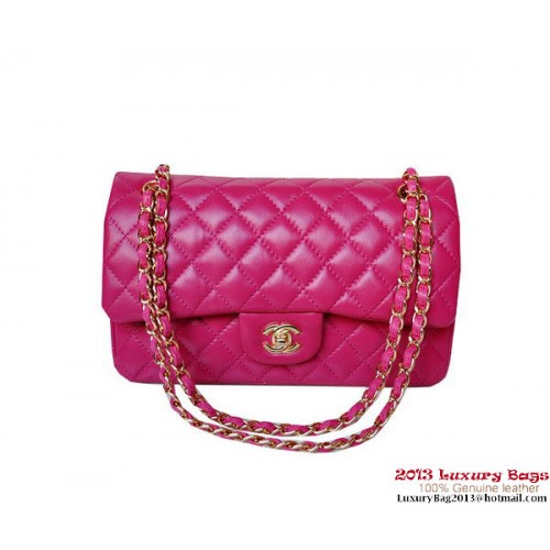 Chanel A01112 Klasická klopová kabelka švestková ovčí kůže zlatá