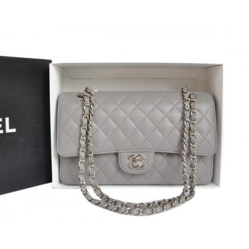 Kabelka Chanel A1112 2.55 Series Flap, originální kaviárová kůže, šedá