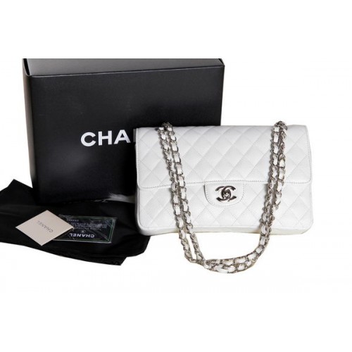 Kabelka Chanel A1112 2.55 Series Flap Bag Original Caviar Leather White